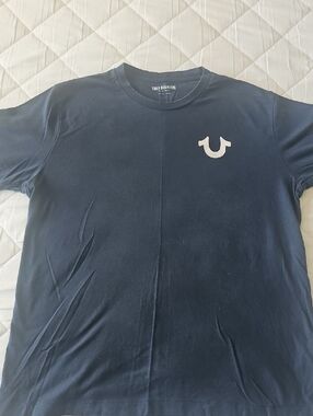 True Religion Navy Short Sleeve Tee with White Horseshoe